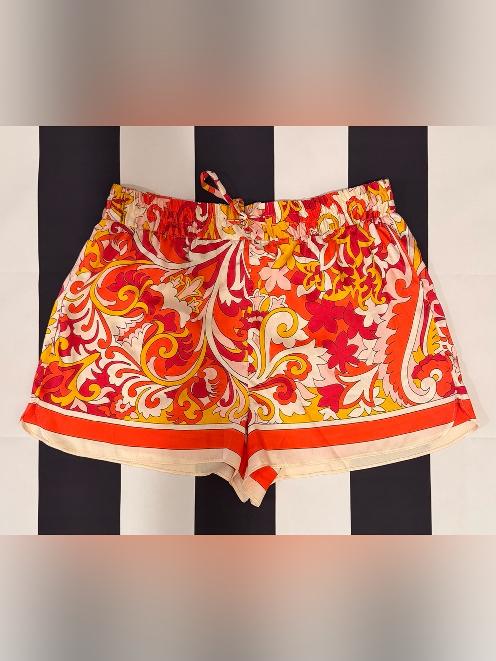 Zara Retro Floral Paisley Shorts - Orange, Pink, Yellow, Cream
